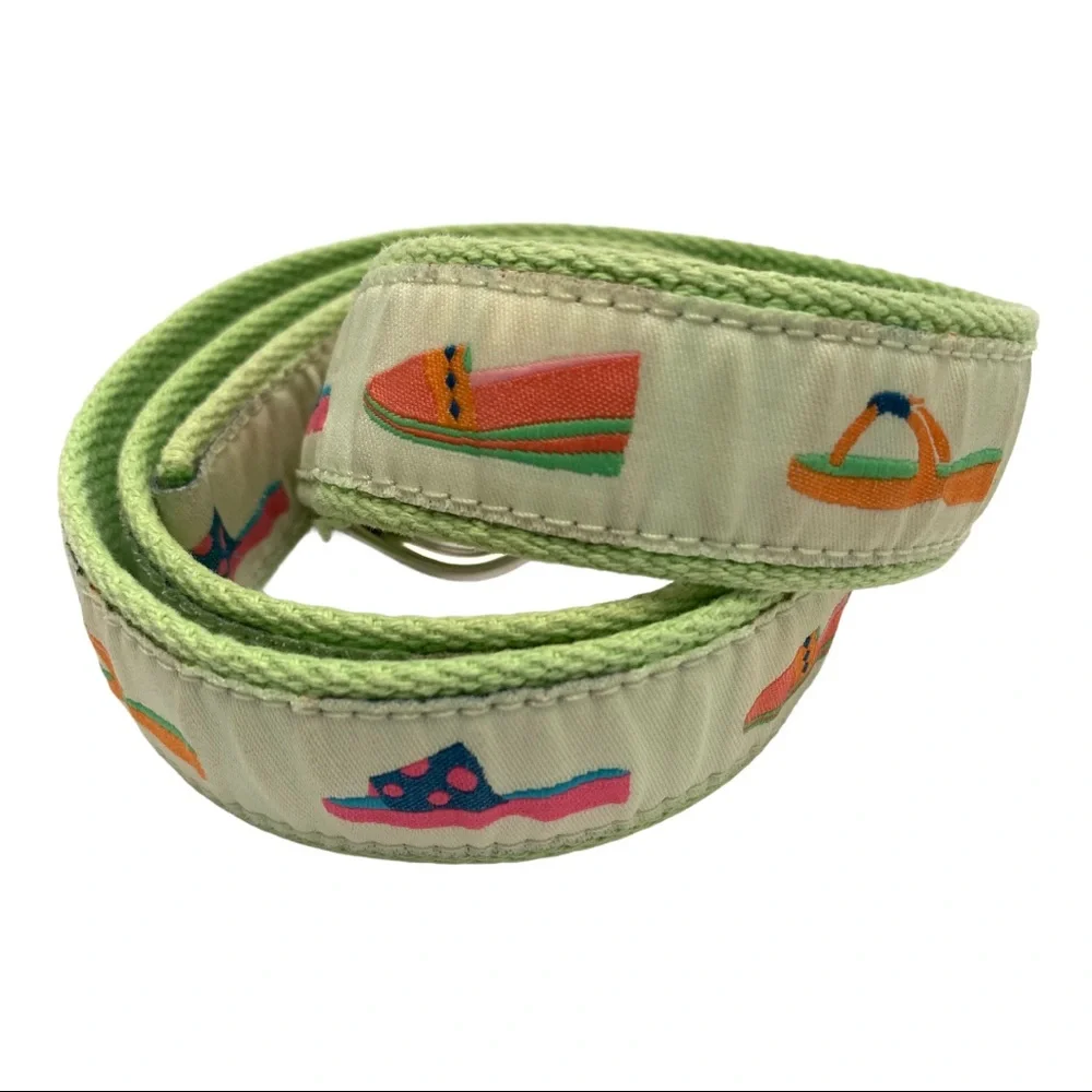 Douglas Paquette Canvas Flip Flops D Ring Belt size Medium